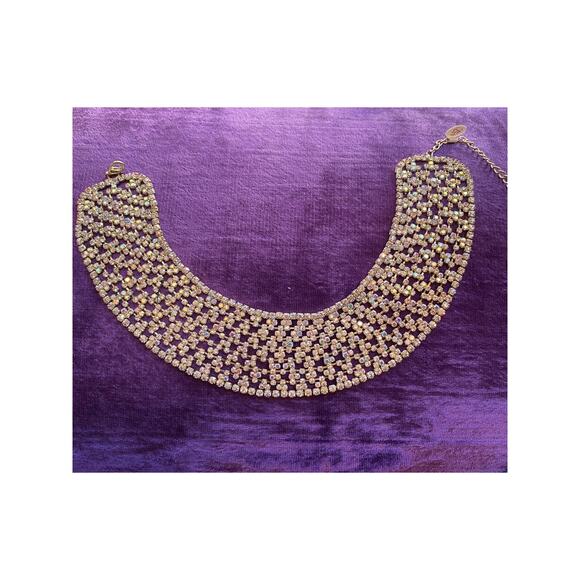 vintage style rhinestone choker statement necklace a b crystal cocktail new year - Picture 2 of 9